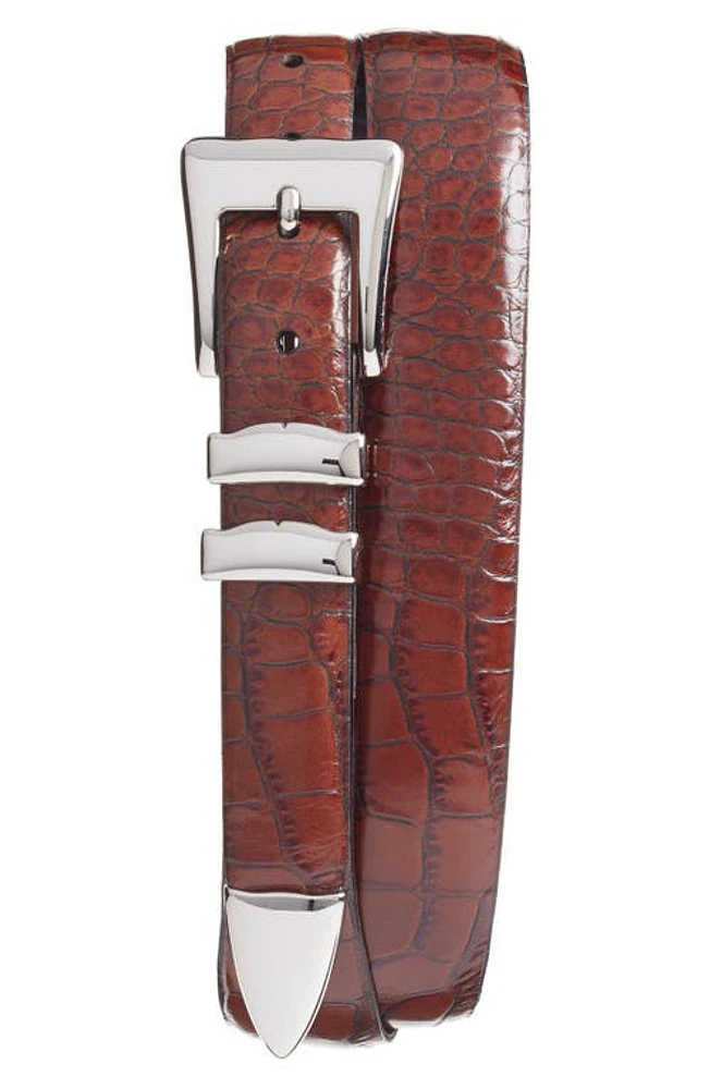 Torino Alligator Embossed Leather Belt Cognac at Nordstrom,