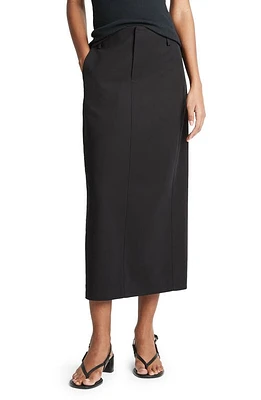 Vince Straight Fit Stretch Cotton Midi Skirt Black at Nordstrom,