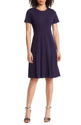 Tahari ASL Stretch Crepe Fit & Flare Dress Midnight Navy at Nordstrom,