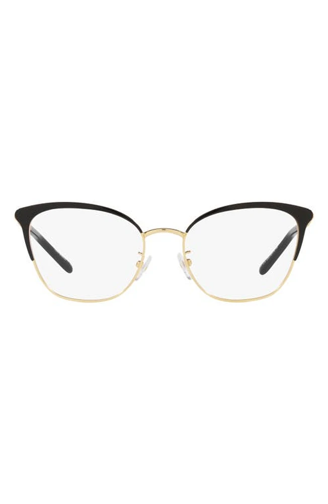 Tory Burch 53mm Square Optical Glasses in Shiny Gold at Nordstrom