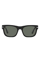 Persol 52mm Polarized Rectangle Sunglasses in Black/Light Blue at Nordstrom