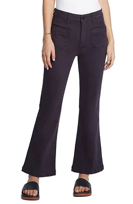 Wash Lab Denim Patch Baby Flare Hem Crop Pants Black Ink at Nordstrom,