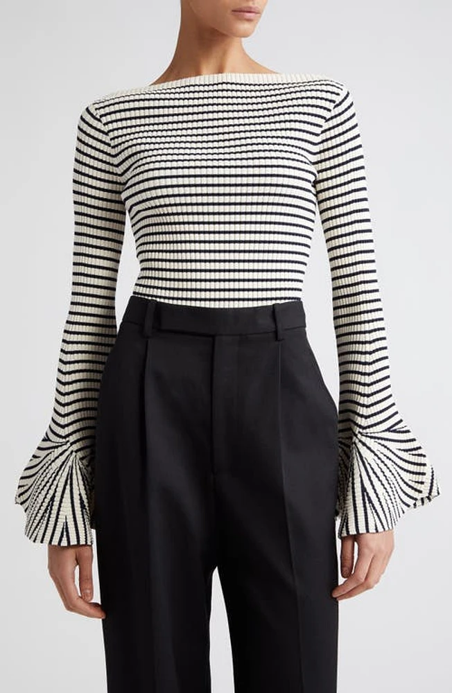 A. L.C. Aster Stripe Flare Cuff Sweater in Antico/Dark Sapphire at Nordstrom, Size Large