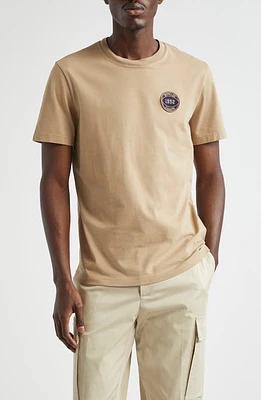 Moncler Embroidered Logo Cotton T-Shirt Light Beige at Nordstrom,