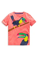 Mini Boden Kids' Appliqué Cotton T-Shirt Coral Pink Toucans at Nordstrom,