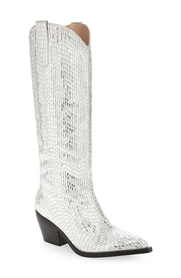 AZALEA WANG Driven Crystal Western Boot Silver at Nordstrom,