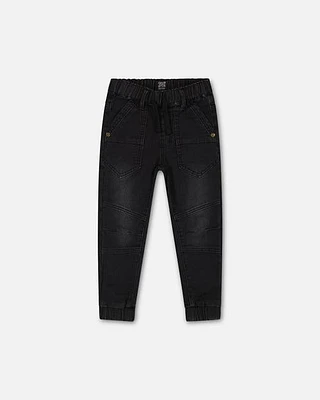 Deux Par Deux Baby Boy's Black Stretch Denim Jogger Pants in Black Denim at Nordstrom