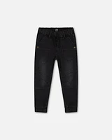 Deux Par Deux Baby Boy's Black Stretch Denim Jogger Pants in Black Denim at Nordstrom