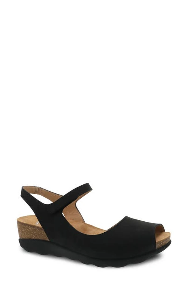 Dansko Marcy Sandal Black Milled Nubuck at Nordstrom,