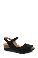 Dansko Marcy Sandal Black Milled Nubuck at Nordstrom,