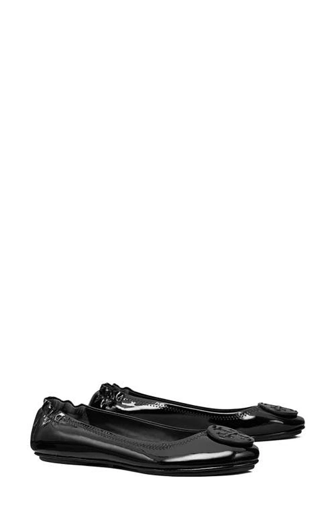 Tory Burch Minnie Travel Ballet Flat Black Patent at Nordstrom,