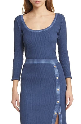 Nation LTD Landry Rib Scoop Neck Top Denim at Nordstrom,