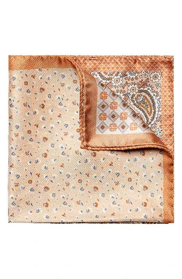 Eton Four-in-One Paisley Silk Pocket Square in Medium Orange at Nordstrom