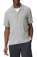 PAIGE Landon Geo Print Short Sleeve Button-Up Shirt Navy Scale at Nordstrom,