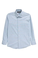 Andrew Marc Kids' Skinny Fit Check Stretch Dress Shirt Blue/White at Nordstrom,