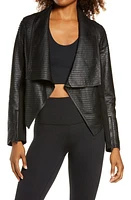 Blanc Noir Textured Leather & Ponte Moto Jacket in Black at Nordstrom, Size Medium