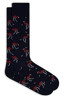 Bugatchi Flamingo Dress Socks in Navy at Nordstrom