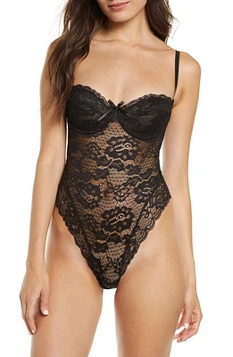 Oh La Cheri High Leg Underwire Lace Teddy Black at Nordstrom,