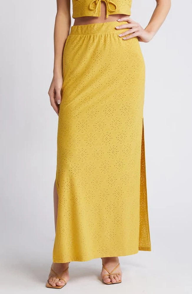 SOMETHING NEW Anne Eyelet Skirt Spicy Mustard at Nordstrom,