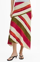 MANGO Cherry Stripe Satin Maxi Skirt Light Beige at Nordstrom,