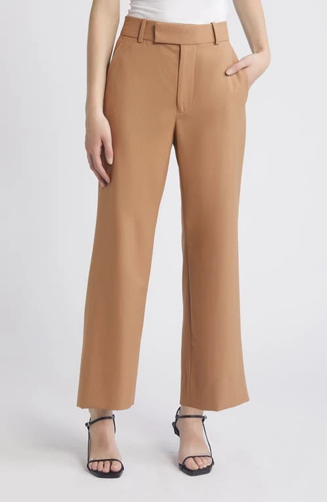 FRAME Easy Slim Wool Blend Crop Pants Light Camel at Nordstrom,