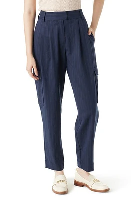 Sam Edelman Laila Pleated Tapered Cargo Pants Night Sky-Ella Pinstripe at Nordstrom,