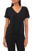 Chaus Tie Front V-Neck Top in Black at Nordstrom, Size Medium