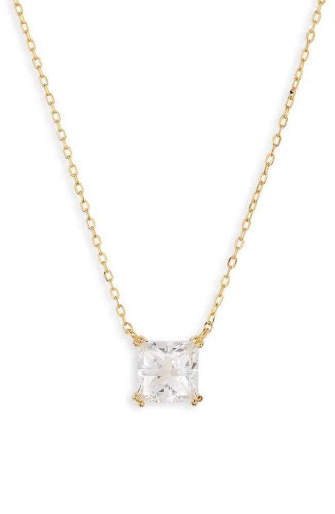 Nordstrom Princess Cut Cubic Zirconia Pendant Necklace in 14K Gold Plated at Nordstrom