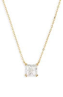 Nordstrom Princess Cut Cubic Zirconia Pendant Necklace in 14K Gold Plated at Nordstrom