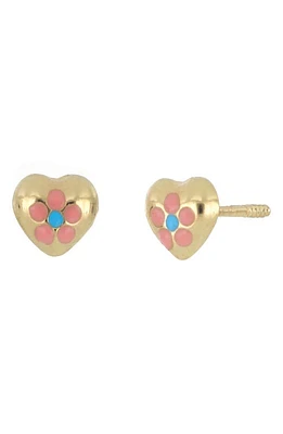 Bony Levy Kids' 14K Gold Flower Heart Stud Earrings in 14K Yellow Gold at Nordstrom