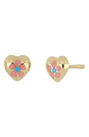 Bony Levy Kids' 14K Gold Flower Heart Stud Earrings in 14K Yellow Gold at Nordstrom