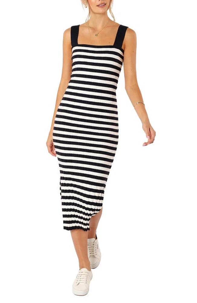 Petal & Pup Ledger Stripe Midi Sweater Dress Navy at Nordstrom,