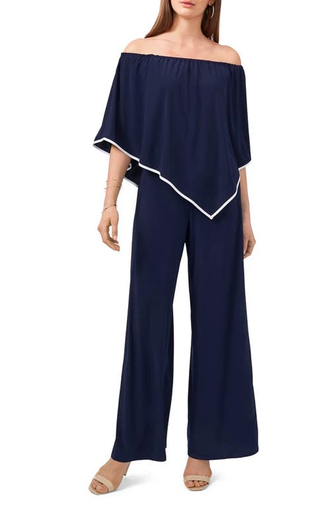 Chaus Popover Off the Shoulder Jumpsuit in Navy at Nordstrom, Size Small