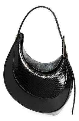 MUGLER Spiral Curve 02 Snakeskin Embossed Leather Shoulder Bag in Black at Nordstrom