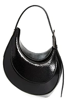 MUGLER Spiral Curve 02 Snakeskin Embossed Leather Shoulder Bag in Black at Nordstrom