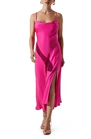 ASTR the Label Gaia Cowl Neck Satin Dress Bright Fuchsia at Nordstrom,