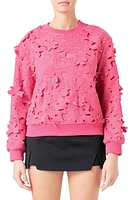 Endless Rose Floral Lace Sweatshirt Fuchsia at Nordstrom,