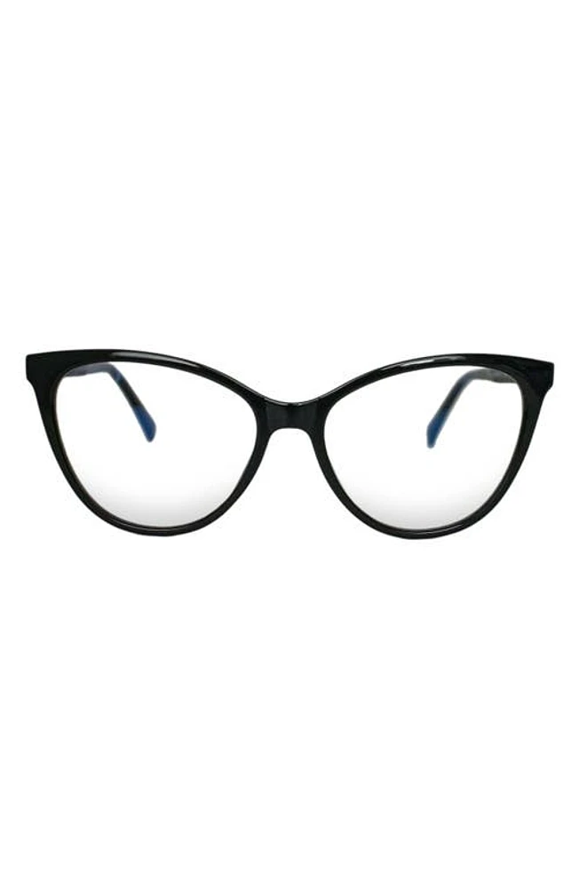 Fifth & Ninth Vera 56mm Cat Eye Blue Light Blocking Glasses in Black/Clear at Nordstrom