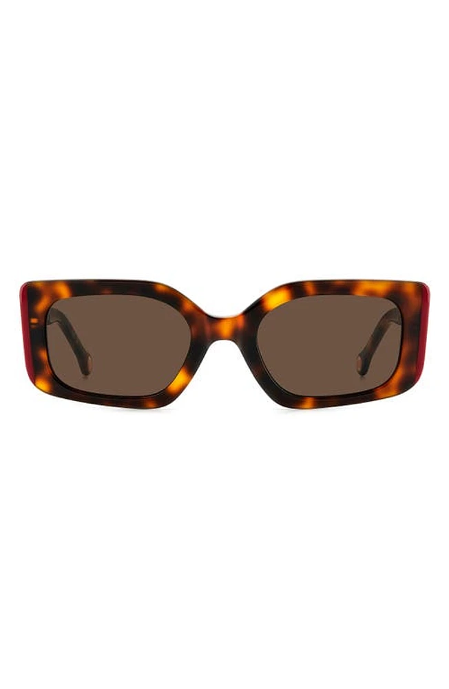 Carolina Herrera 53mm Rectangular Sunglasses in Havana Red/brown at Nordstrom