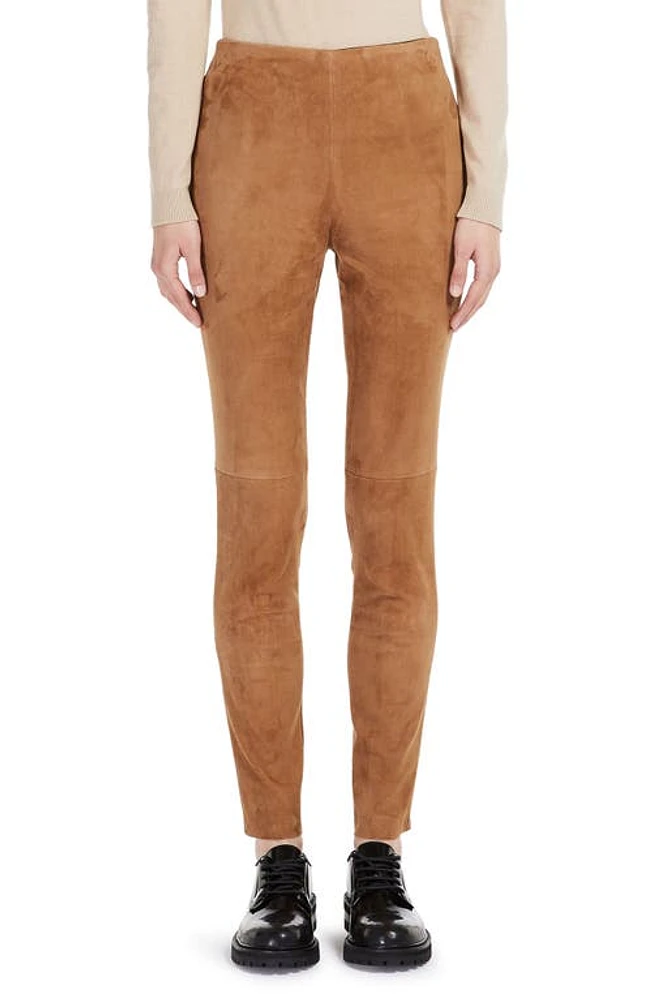 Weekend Max Mara Bahamas Leather & Stretch Jersey Slim Pants Caramel at Nordstrom,