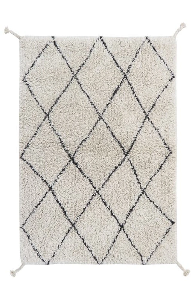 Lorena Canals Mini Bereber Washable Cotton Blend Rug in Natural Black at Nordstrom