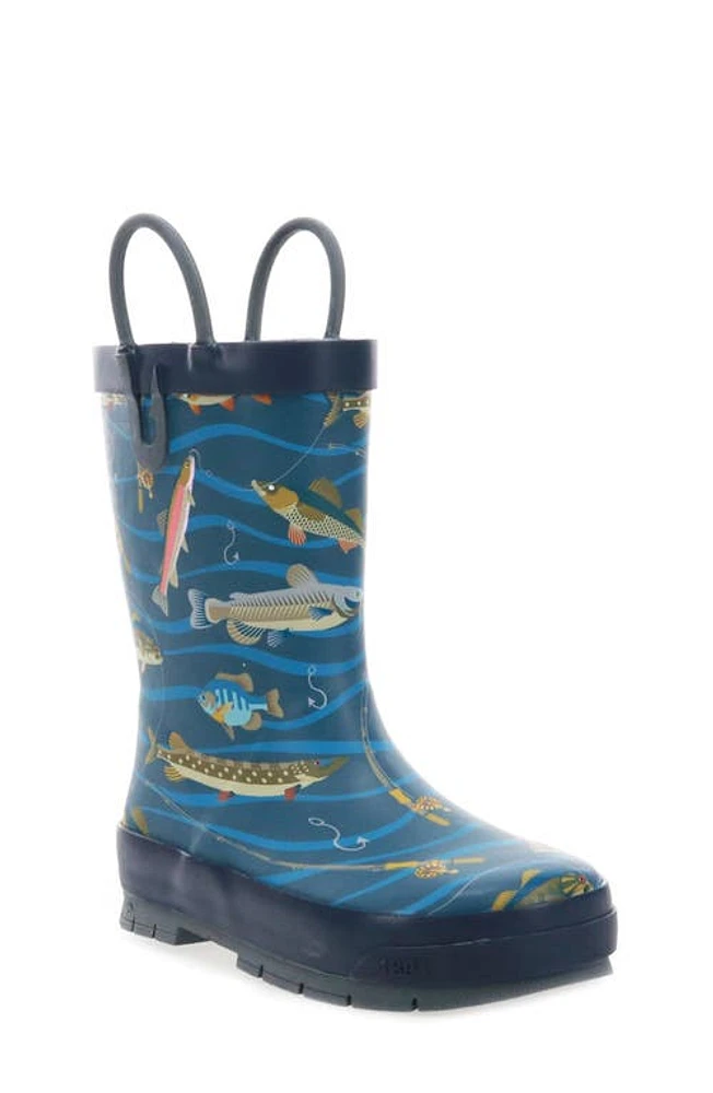 Western Chief Kids' Gone FishN Waterproof Rain Boot Navy at Nordstrom, M