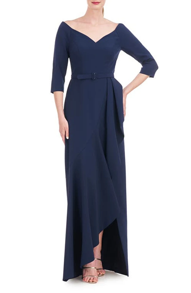 Kay Unger Isolde Column Gown Dark Midnight at Nordstrom,