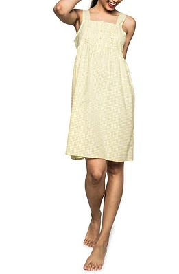 Petite Plume Gingham Check Cotton Nightgown Yellow at Nordstrom,