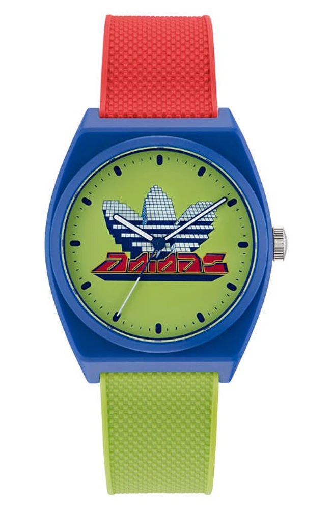 adidas Project Two GRFX Resin Strap Watch, 38mm in Blue/Green Multi at Nordstrom, Size 38 Mm