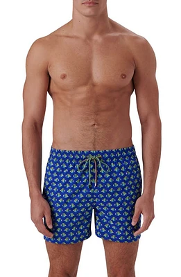 Bugatchi Archer Fish Print Swim Trunks Royal at Nordstrom,