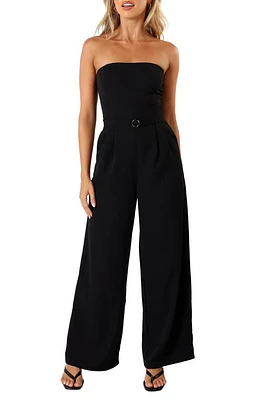 Petal & Pup Hansen Strapless Wide Leg Jumpsuit Black at Nordstrom,