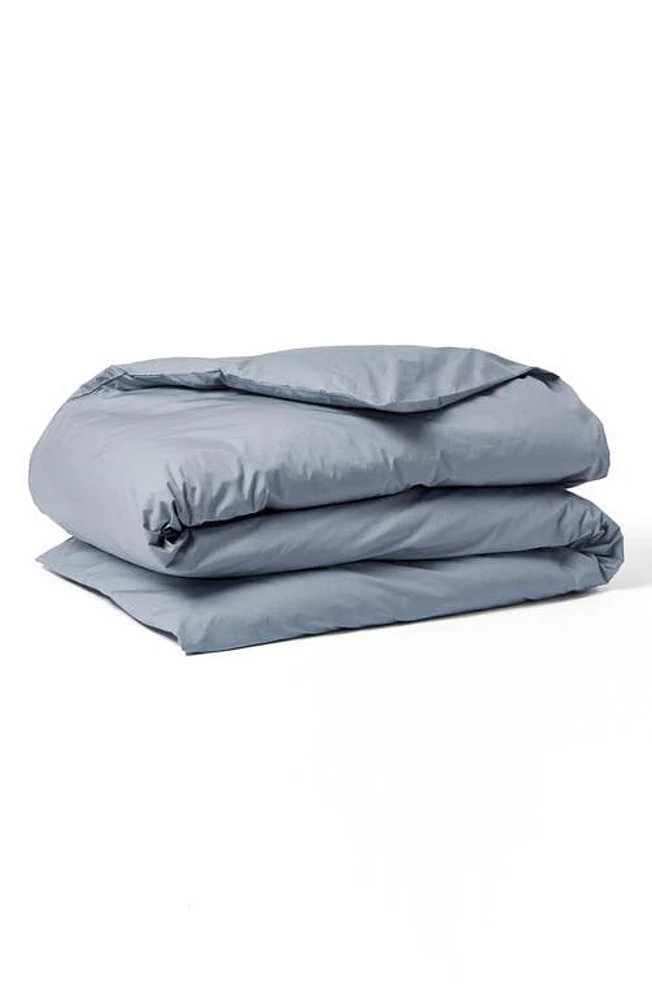 Coyuchi Crinkled Organic Cotton Percale Duvet Cover in Steel Blue at Nordstrom