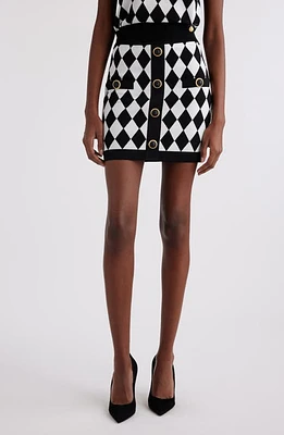 Balmain Diamond Jacquard Sweater Skirt Black/White at Nordstrom, Us