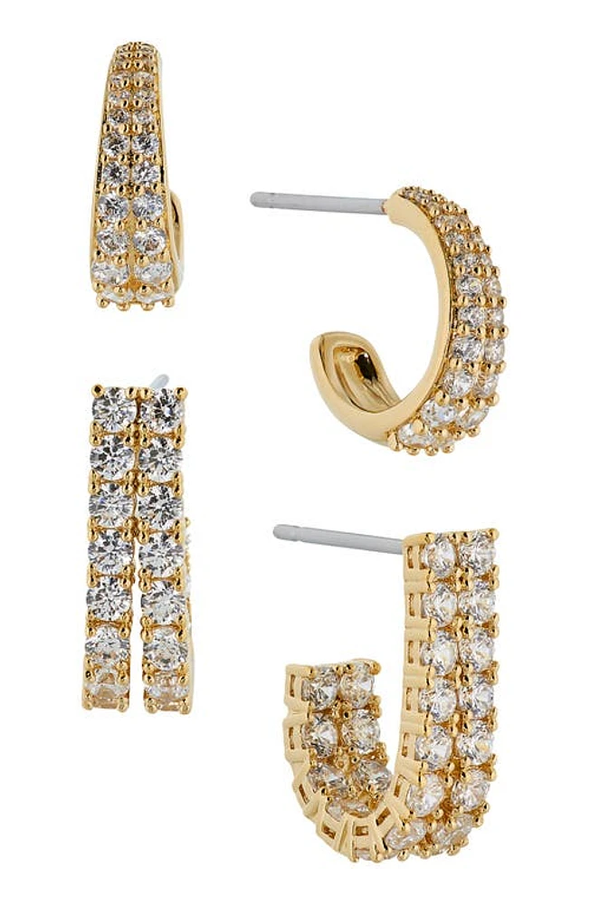 Nadri Disco Duo Pavé Cubic Zirconia J-Hoop Earrings in Gold at Nordstrom